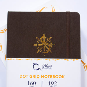 Helm (Smooth Sailing Series) - A5 Dot Grid 160 GSM, 192 pages Notebook by Alon Notebooks (Brown)