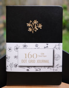160 gsm Buke Notebook Bullet Journal - Black Flowers