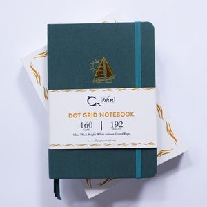 Sailboat (Smooth Sailing Series) - A5 Dot Grid 160 GSM, 192 pages Notebook by Alon Notebooks (Blue Green)
