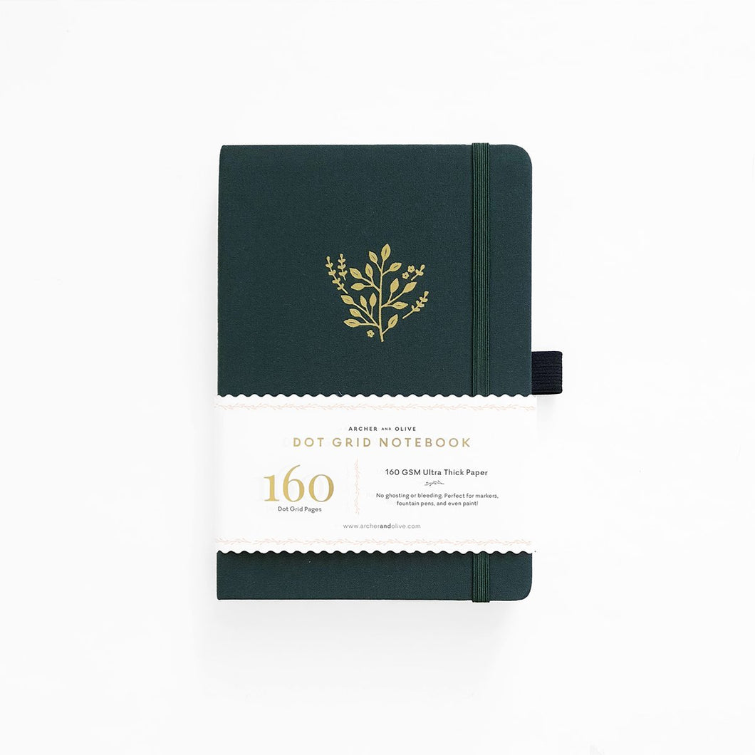 192 pages Deep Green Dot-Grid Notebook by Archer & Olive