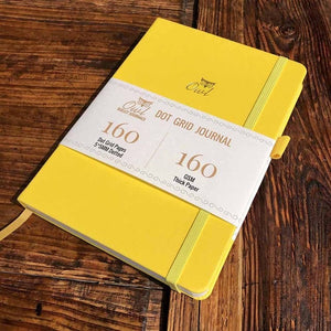 160 gsm Buke Notebook Bullet Journal - Yellow Owl