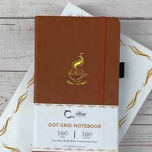 Burnt Siena “Power Up” Traveler’s Size Dot Grid 160 GSM, 160 pages Notebook by Alon Notebooks