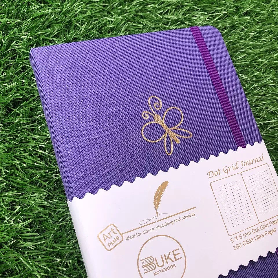 New 180 GSM Dot-Grid Journal by Buke Notebooks - Purple Butterfly