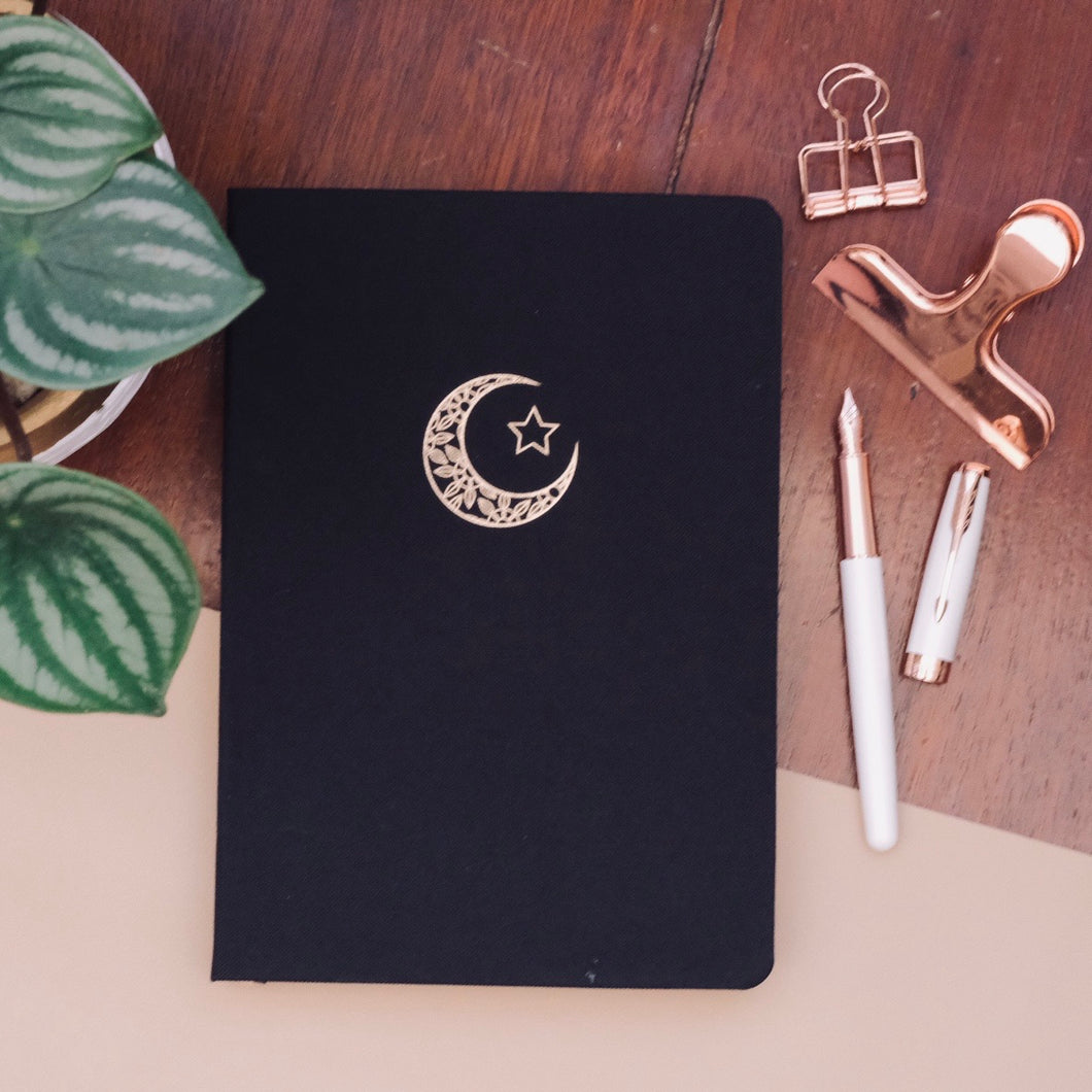 New 180 GSM Dot-Grid Journal by Buke Notebooks - Black Moon and Star
