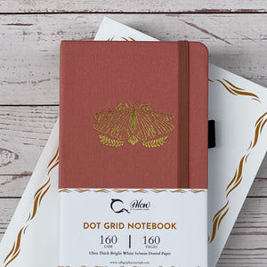 Dusty Rose Moth Traveler’s Size Dot Grid 160 GSM, 160 pages Notebook by Alon Notebooks