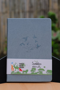 160 GSM Buke Notebook Bullet Journal - Bluish Gray Birds